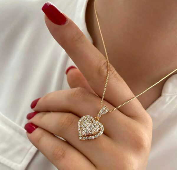گردنبند قلبی فول نگین